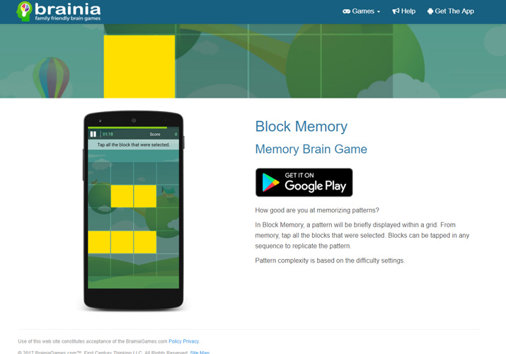 Block Memory Brain Game