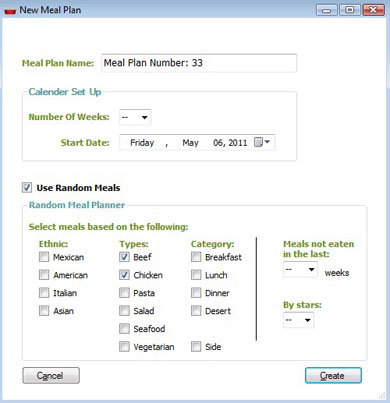Meal Planner New Meal Plan Page
